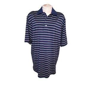 Footjoy FJ Shirt‎ Mens L Golf Polo Striped Short Sleeve Jersey Blue/Pink